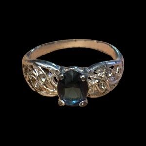 Vintage Silver with  Blue Stone Ring size 9